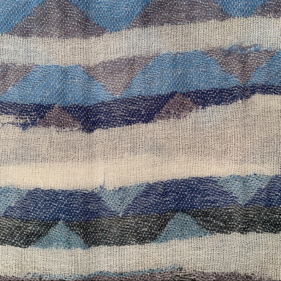 Silpada Blue White Stripe Avery Scarf Fringe - Picture 8 of 8